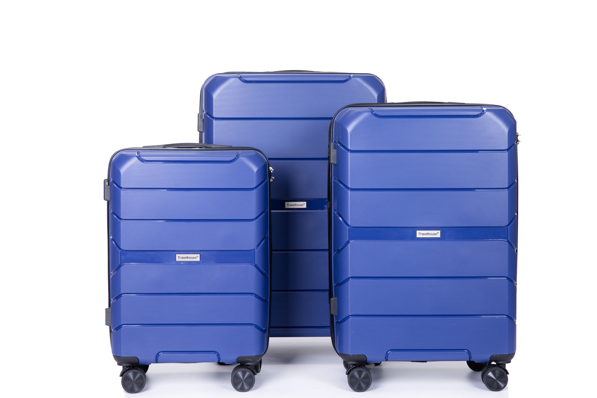 Hardshell Suitcase Spinner Wheels Pp Luggage Sets Lightweight Suitcase With Tsa Lock,3 Piece Set 20 24 28 ,Navy Navy Polypropylene