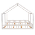 Twin Size House Platform Beds,Two Shared Beds, White White Pine