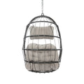 Outdoor Wicker Rattan Swing Chair Hammock Chair Hanging Chair With Aluminum Frame And Grey Cushion Without Stand Dark Grey Aluminium