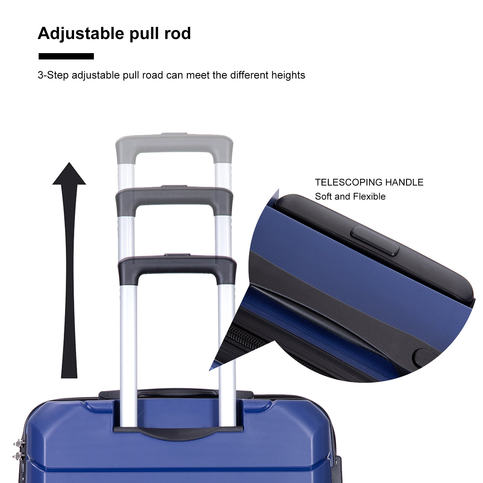 Hardshell Suitcase Spinner Wheels Pp Luggage Sets Lightweight Suitcase With Tsa Lock,3 Piece Set 20 24 28 ,Navy Navy Polypropylene