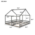 Twin Size House Platform Beds,Two Shared Beds, Gray Gray Pine