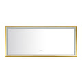 72In. W X 48In. H Oversized Rectangular Black Framed Led Mirror Anti Fog Dimmable Wall Mount Bathroom Vanity Mirror Hd Wall Mirror Kit For Gym And Dance Studio 48X 72Inches With Safety Ba Gold Aluminium