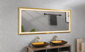 88 In. W X 38 In. H Oversized Rectangular Black Framed Led Mirror Anti Fog Dimmable Wall Mount Bathroom Vanity Mirror Hd Wall Mirror Kit For Gym And Dance Studio 38 X 88Inches With Safety Ba Gold Aluminium