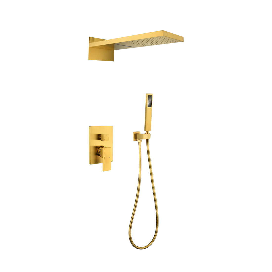 Shower System,Waterfall Rainfall Shower Head With Handheld, Shower Faucet Set For Bathroom Wall Mounted Gold Brass