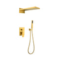 Shower System,Waterfall Rainfall Shower Head With Handheld, Shower Faucet Set For Bathroom Wall Mounted Gold Brass