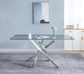Rectangular Tempered Glass Dining Table, Modern Dining Room Interior Design, For 6 People Silver Glass
