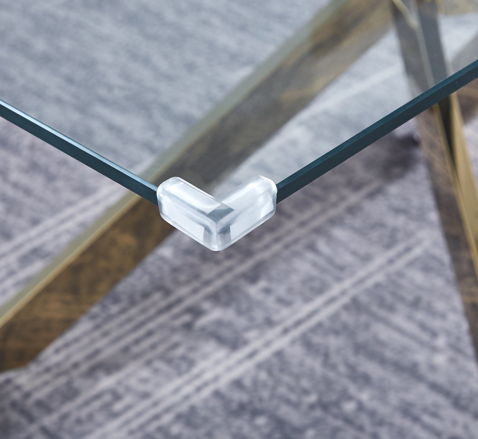 Modern Glass Table For Dining Room Kitchen, 0.39" Thick Tempered Glass Top, Chrome Stainless Steel Base Gold Glass