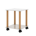 1 Piece White Oak Side Table2 Tier Space End Table ,Modern Night Stand, Sofa Table, Side Table With Storage Shelve White Glass