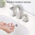 2 Handle Bathroom Sink Faucet With Drain, Brushed Nickel Brushed Nickel Brass