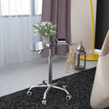 Adjustable Height Transparent Tempered Glass Table Desk Table With Lockable Wheels Adjustable Range 24.2 