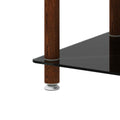 1 Piece Black Walnut Side Table2 Tier Space End Table ,Modern Night Stand, Sofa Table, Side Table With Storage Shelve Black Glass