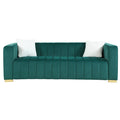 A Modern Channel Sofa Take On A Traditional Chesterfield,Dark Green Color,3 Seater Dark Green Velvet