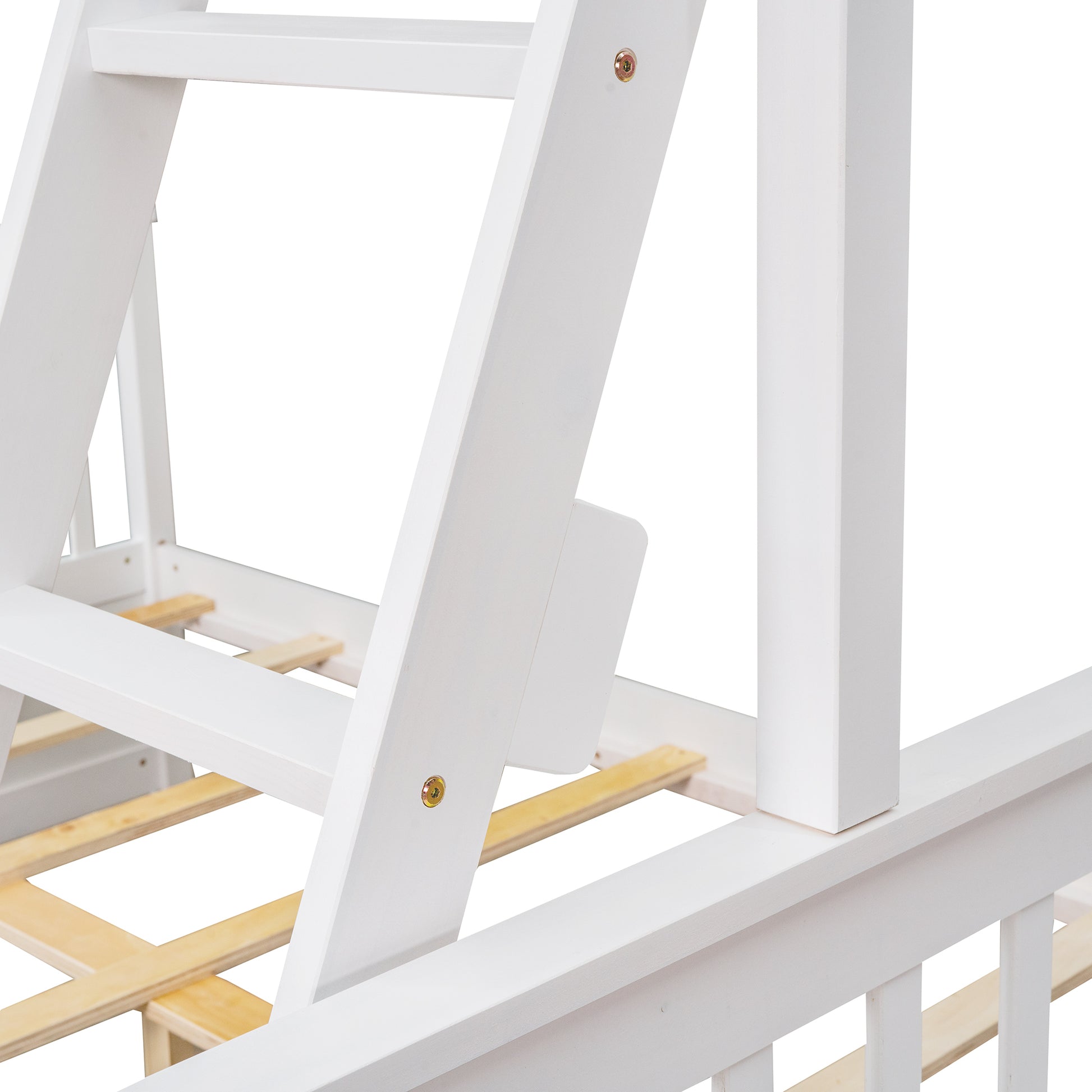 Twin Over Full Bunk Bed With Ladders And Two Storage Drawers White Old Sku:Lt000165Aak Twin White Solid Wood