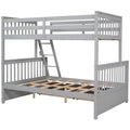 Twin Over Full Bunk Bed With Ladders And Two Storage Drawers Gray Old Sku:Lt000165Aae Twin Gray Solid Wood