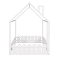 Slats Are Not Included Full Size Wood Bed House Bed Frame With Fence,For Kids,Teens,Girls,Boys White Old Sku:Wf281294Aak White Solid Wood