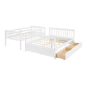 Twin Over Full Bunk Bed With Ladders And Two Storage Drawers White Old Sku:Lt000165Aak Twin White Solid Wood