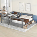 Twin Over Full Bunk Bed With Ladders And Two Storage Drawers Gray Old Sku:Lt000165Aae Twin Gray Solid Wood