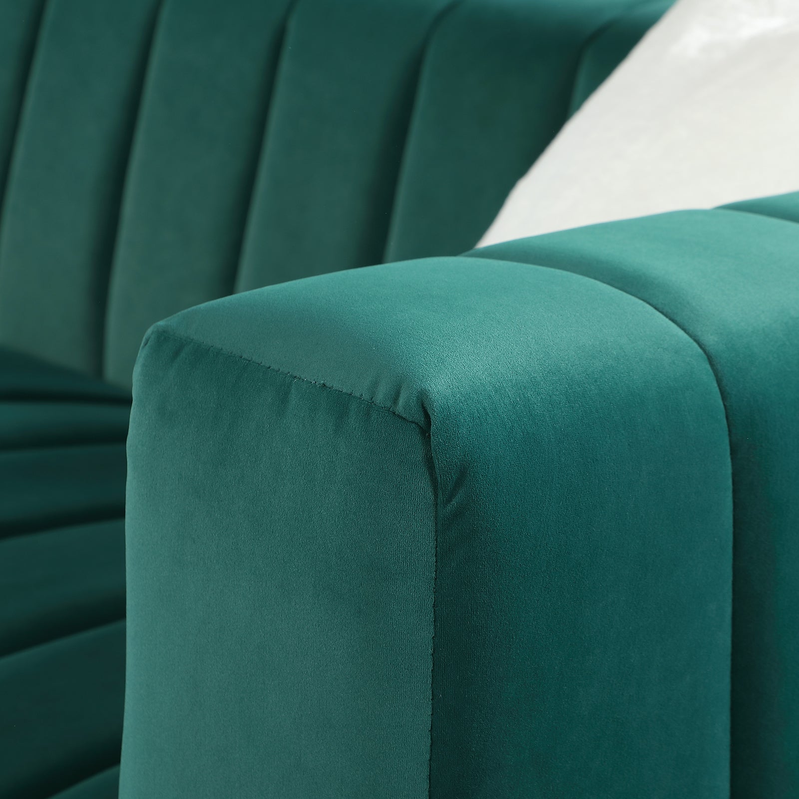 A Modern Channel Sofa Take On A Traditional Chesterfield,Dark Green Color,3 Seater Dark Green Velvet