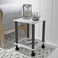 1 Piece White Black Side Table2 Tier Space End Table ,Modern Night Stand, Sofa Table, Side Table With Storage Shelve White Glass