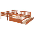 Twin Over Full Bunk Bed With Ladders And Two Storage Drawers Walnut Old Sku:Lt000165Aad Twin Walnut Solid Wood