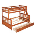 Twin Over Full Bunk Bed With Ladders And Two Storage Drawers Walnut Old Sku:Lt000165Aad Twin Walnut Solid Wood