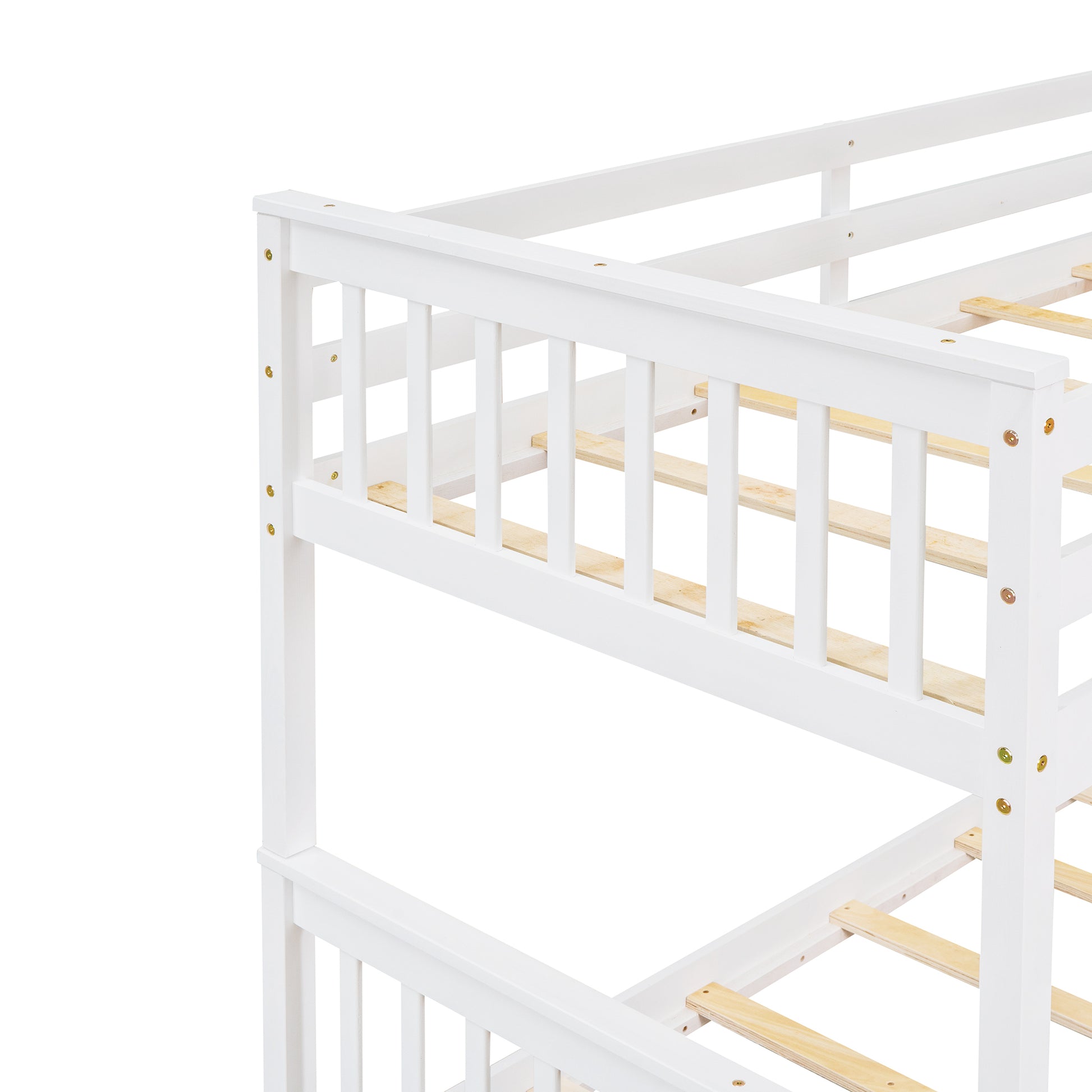 Twin Over Full Bunk Bed With Ladders And Two Storage Drawers White Old Sku:Lt000165Aak Twin White Solid Wood