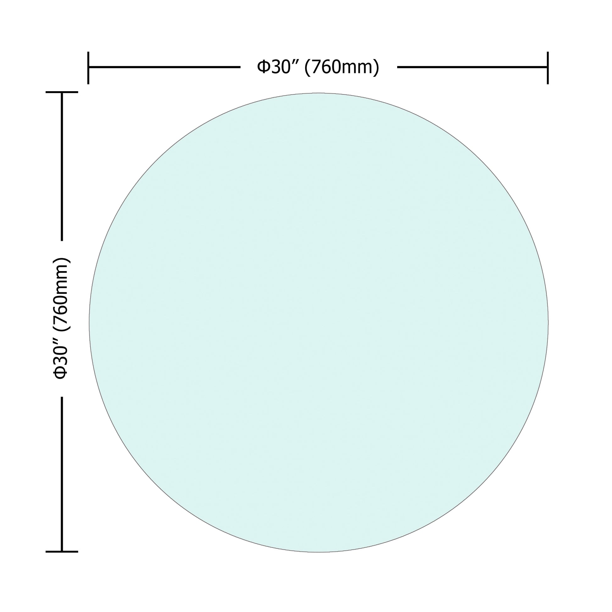 30" Inch Round Tempered Glass Table Top Clear Glass 1 4" Inch Thick Flat Polished Edge Transparent Glass