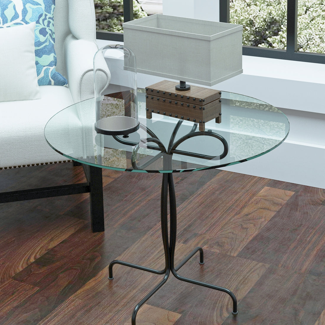 24" Inch Round Tempered Glass Table Top Clear Glass 1 4" Inch Thick Flat Polished Edge Transparent Glass
