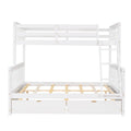 Twin Over Full Bunk Bed With Ladders And Two Storage Drawers White Old Sku:Lt000165Aak Twin White Solid Wood