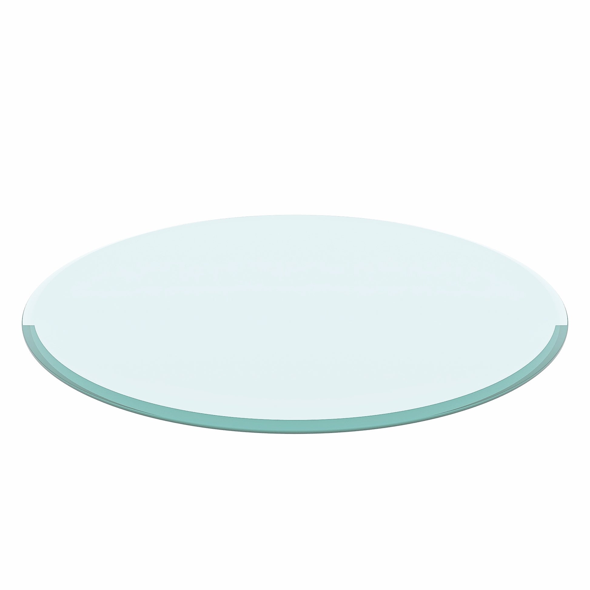 36" Inch Round Tempered Glass Table Top Clear Glass 1 2" Inch Thick Beveled Polished Edge Transparent Glass