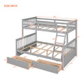 Twin Over Full Bunk Bed With Ladders And Two Storage Drawers Gray Old Sku:Lt000165Aae Twin Gray Solid Wood