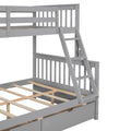 Twin Over Full Bunk Bed With Ladders And Two Storage Drawers Gray Old Sku:Lt000165Aae Twin Gray Solid Wood