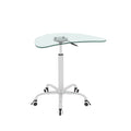 Adjustable Height Transparent Tempered Glass Table Desk Table With Lockable Wheels Adjustable Range 24.2 