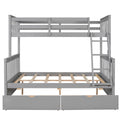 Twin Over Full Bunk Bed With Ladders And Two Storage Drawers Gray Old Sku:Lt000165Aae Twin Gray Solid Wood