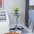 Adjustable Height Transparent Tempered Glass Table Desk Table With Lockable Wheels Adjustable Range 24.2 