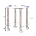 1 Piece Black Walnut Side Table2 Tier Space End Table ,Modern Night Stand, Sofa Table, Side Table With Storage Shelve Black Glass