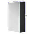 30X20 Inch Led Bathroom Medicine Cabinets Surface Mounted Black Modern Aluminium