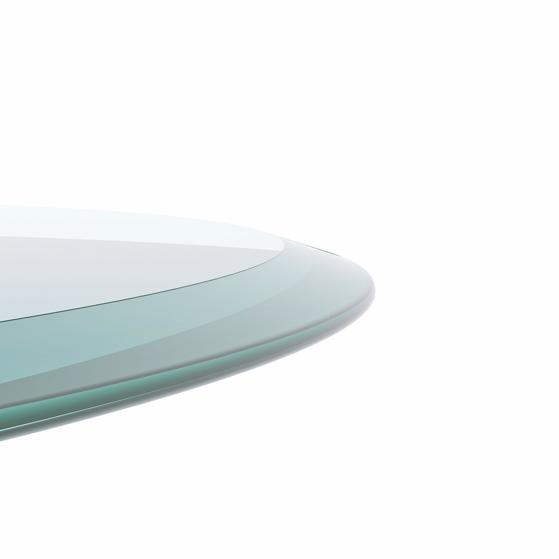 28" Inch Round Tempered Glass Table Top Clear Glass 2 5 Inch Thick Beveled Polished Edge Transparent Glass