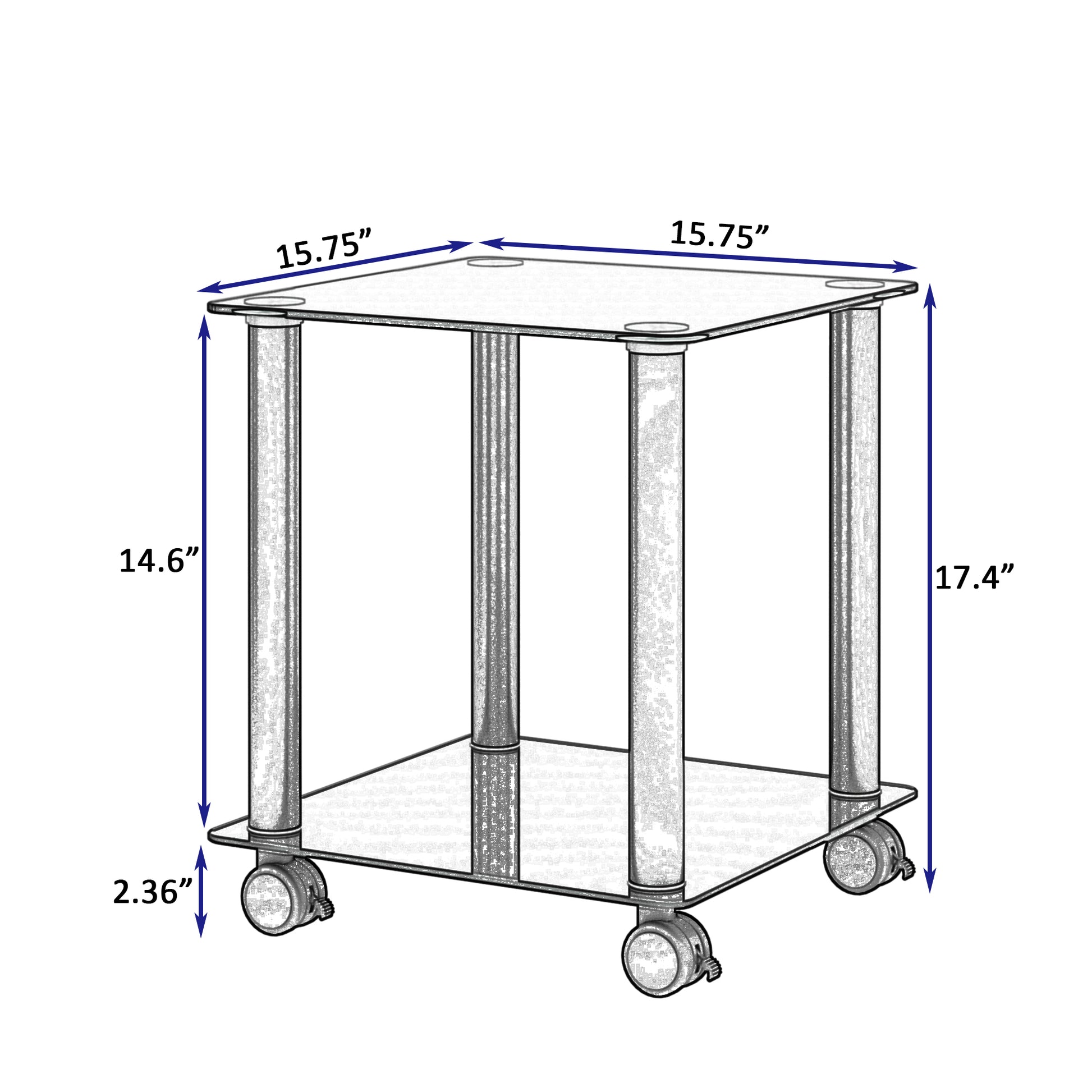 2 Piece Black Side Table2 Tier Space End Table ,Modern Night Stand, Sofa Table, Side Table With Storage Shelve Black Glass