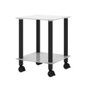 1 Piece White Black Side Table2 Tier Space End Table ,Modern Night Stand, Sofa Table, Side Table With Storage Shelve White Glass