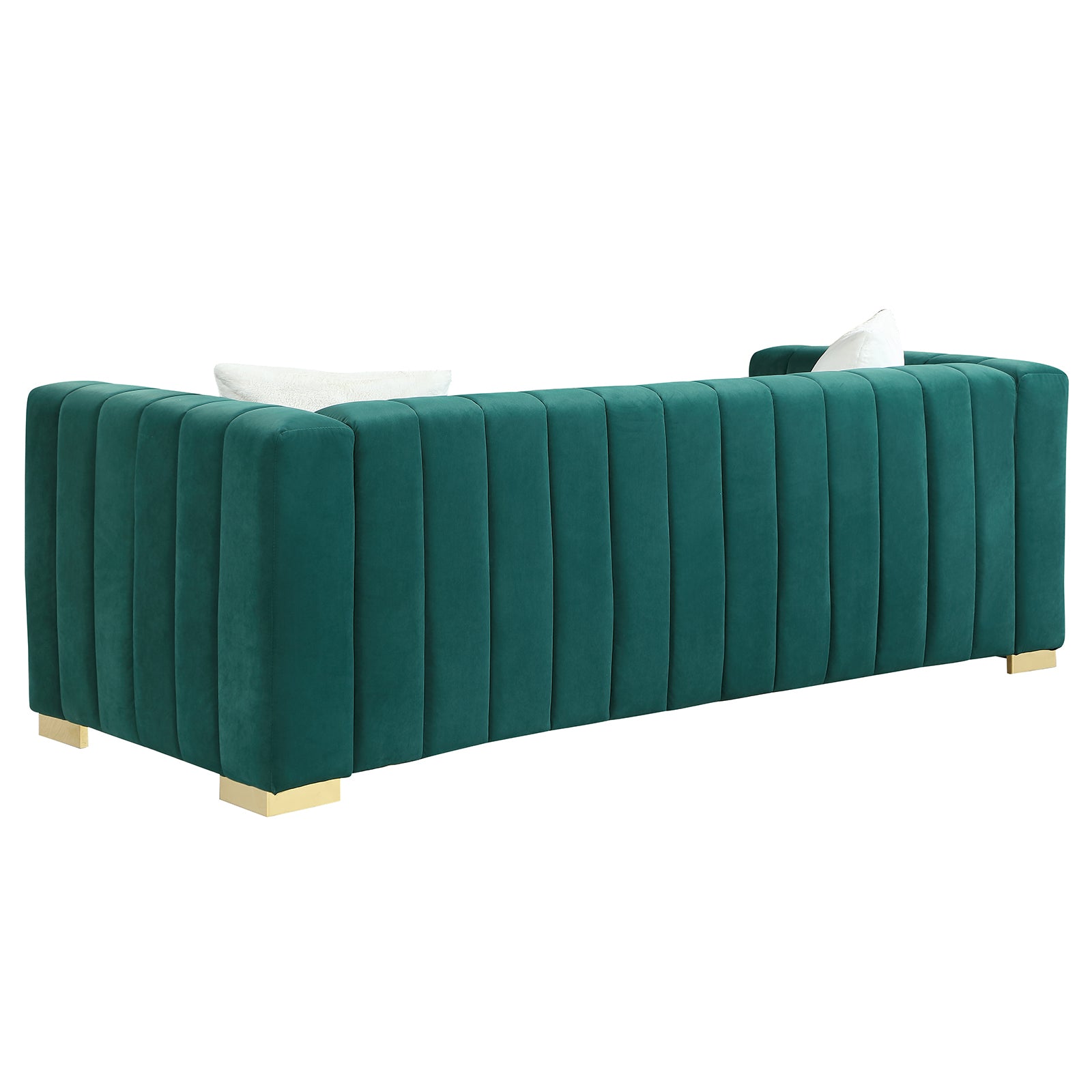 A Modern Channel Sofa Take On A Traditional Chesterfield,Dark Green Color,3 Seater Dark Green Velvet