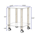 2 Piece White Oak Side Table2 Tier Space End Table ,Modern Night Stand, Sofa Table, Side Table With Storage Shelve White Glass