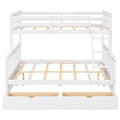 Twin Over Full Bunk Bed With Ladders And Two Storage Drawers White Old Sku:Lt000165Aak Twin White Solid Wood