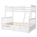 Twin Over Full Bunk Bed With Ladders And Two Storage Drawers White Old Sku:Lt000165Aak Twin White Solid Wood