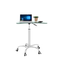 Adjustable Height Transparent Tempered Glass Table Desk Table With Lockable Wheels Adjustable Range 24.2 
