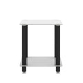 1 Piece White Black Side Table2 Tier Space End Table ,Modern Night Stand, Sofa Table, Side Table With Storage Shelve White Glass