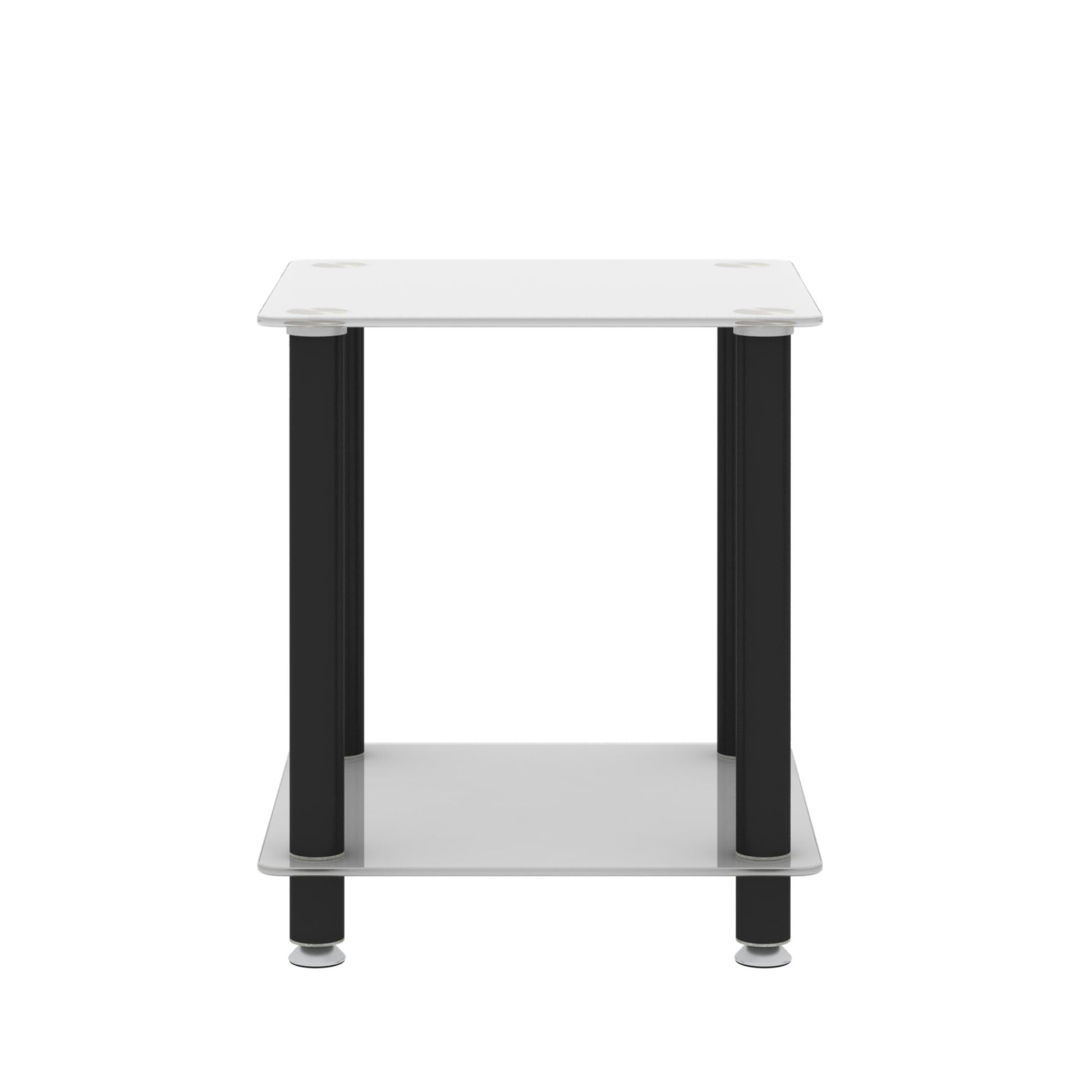 1 Piece White Black Side Table2 Tier Space End Table ,Modern Night Stand, Sofa Table, Side Table With Storage Shelve White Glass