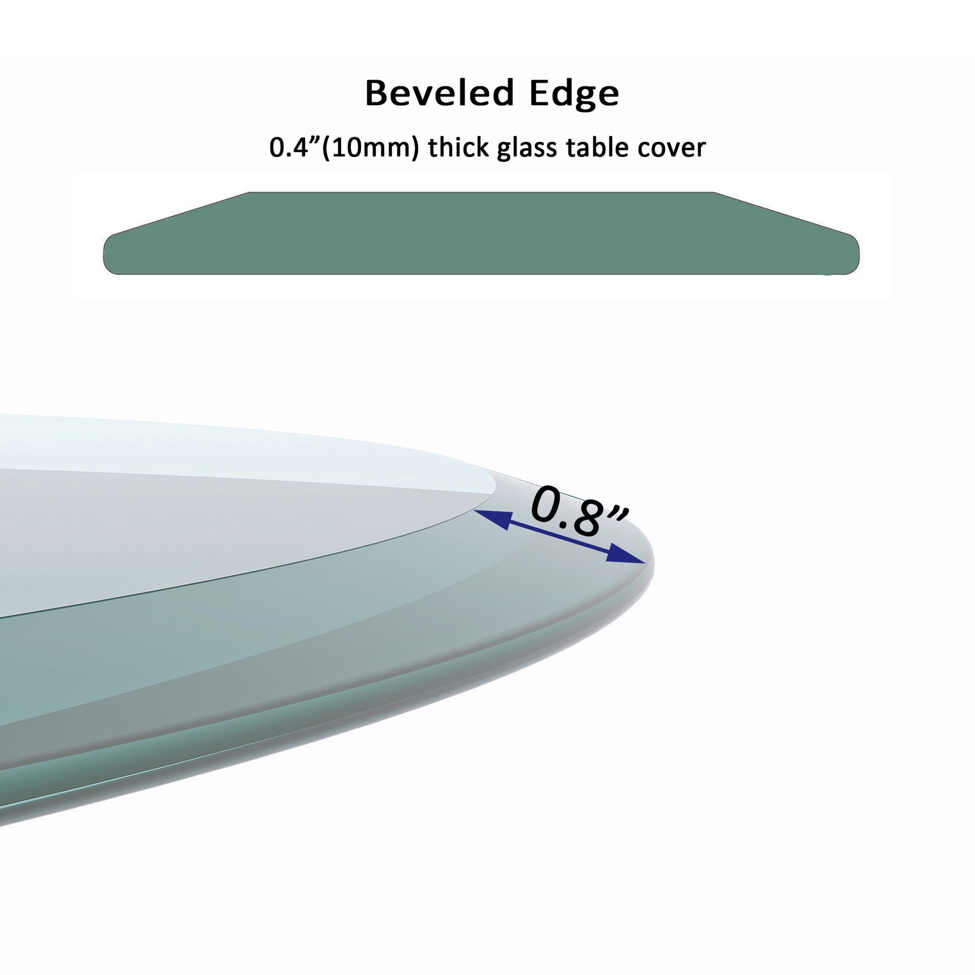38.6" Inch Round Tempered Glass Table Top Clear Glass 2 5" Inch Thick Beveled Polished Edge Transparent Glass