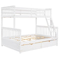 Twin Over Full Bunk Bed With Ladders And Two Storage Drawers White Old Sku:Lt000165Aak Twin White Solid Wood