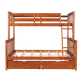 Twin Over Full Bunk Bed With Ladders And Two Storage Drawers Walnut Old Sku:Lt000165Aad Twin Walnut Solid Wood